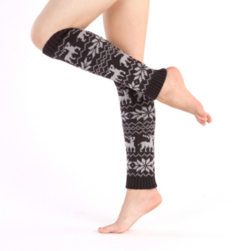 Winter Long Leg Warmers Womens Bohemian Thermal Wool Knitted Boot Toppers Socks